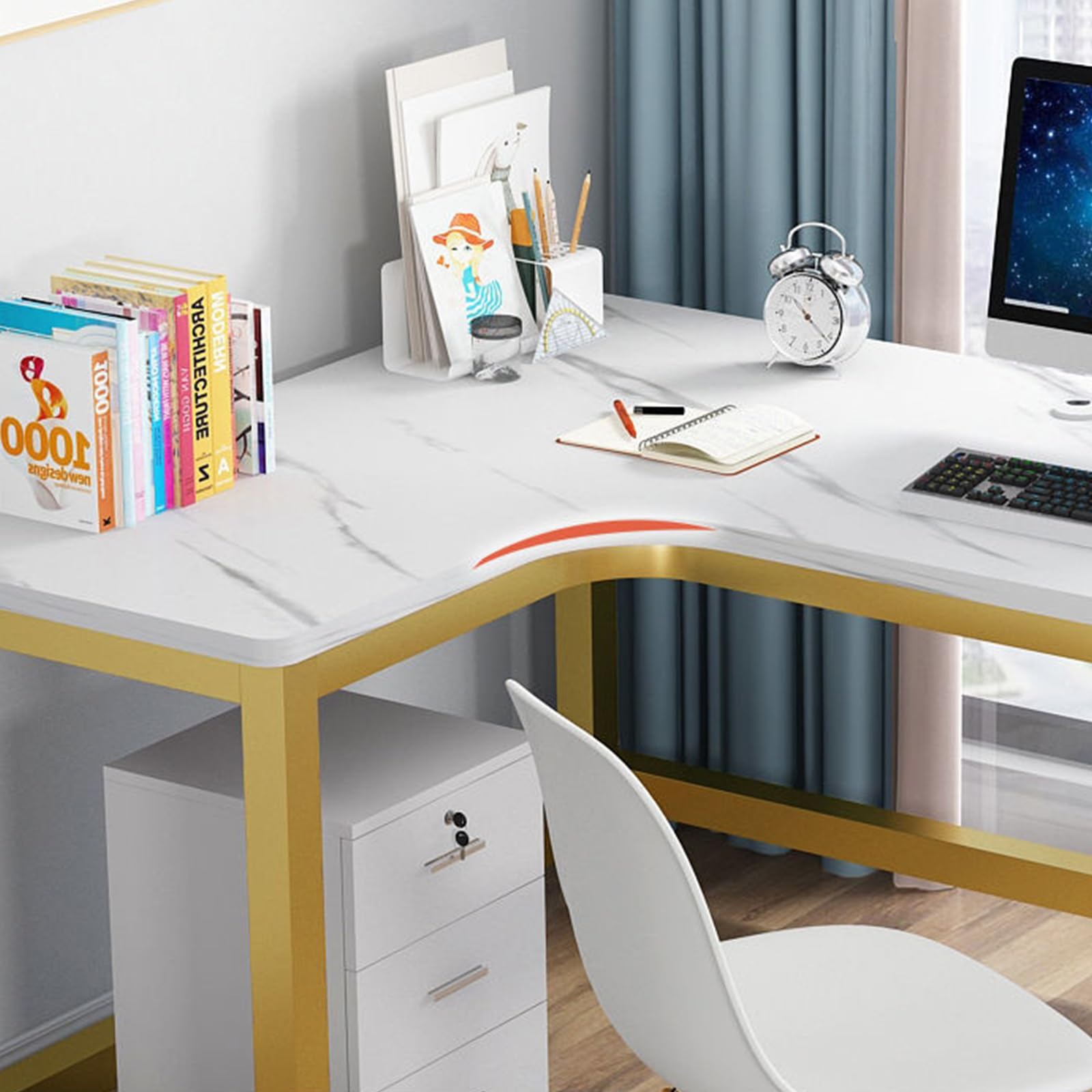 Scrivania per computer a forma di L, moderna postazione di lavoro angolare, tavolo da studio compatto per casa e ufficio, ideale per piccoli spazi, 120 x 120 x 75 cm