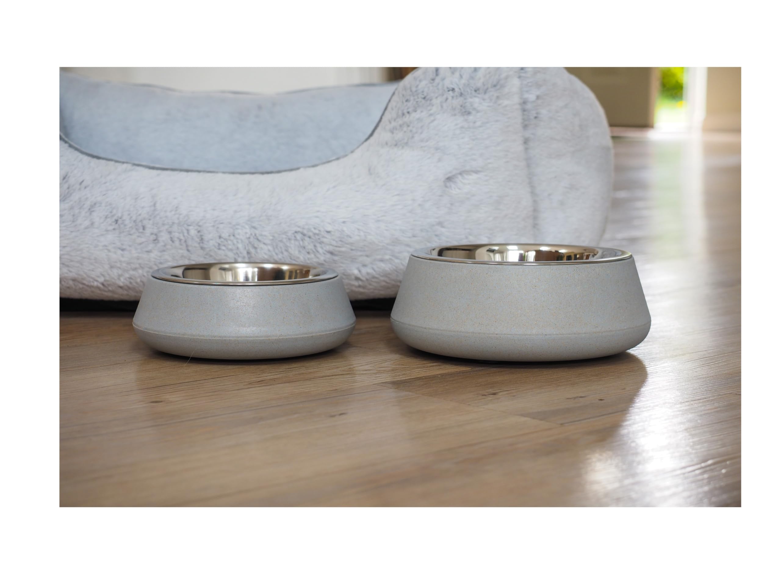 Zoon FloorGrip Bamboo & Stainless Steel Dog Bowl - Sky Blue