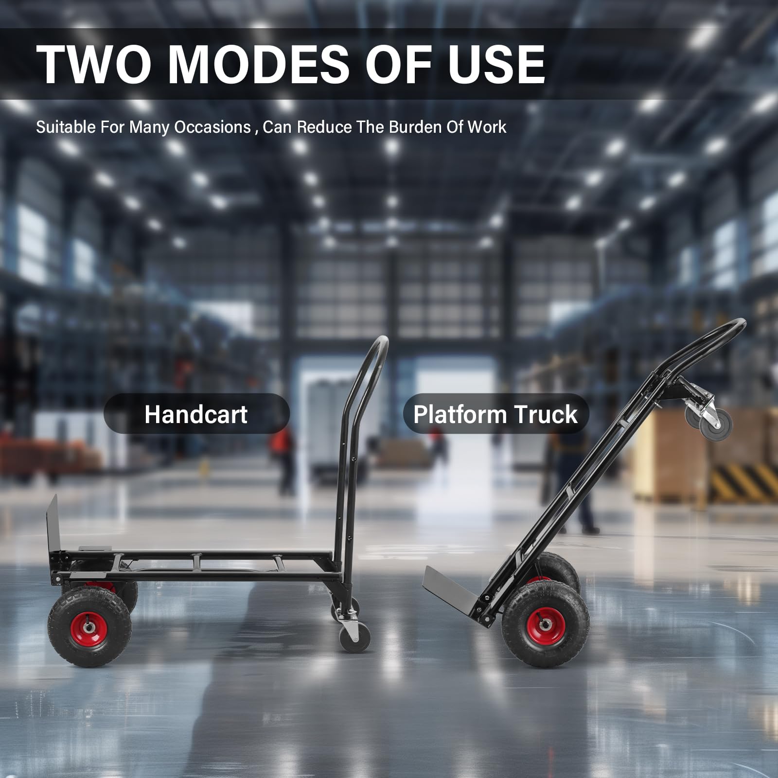 TEENO Carretilla Plegable | Carretilla Multifuncional 2 en 1 | Carretilla Plegable y Carro con Ruedas | hasta 350 KG | Transformable | Transporte Fácil para Equipaje, Almacenes, Compras y Industrial