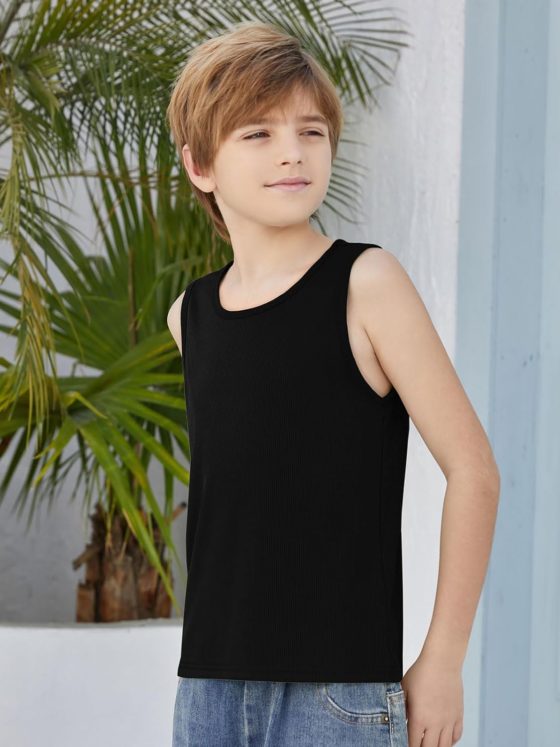 ZDC Tank Tops for Boys - 2026 Casual Sleeveless Crewneck Athletic Workout Tees Basic Solid Undershirts 5-14 Years - Image 3