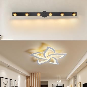 Garwarm Modern Ceiling Light,Dimmable LED Kitchen Ceiling Light Fixture with Remote LED Chandelier for Bedroom Dining Room