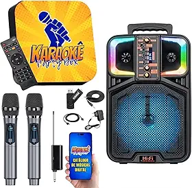Karaoke Party Box Profissional +12000 Músicas +2 Microfones Sem Fio +Caixa De Som Potente 2000w +Sistema Pontuação