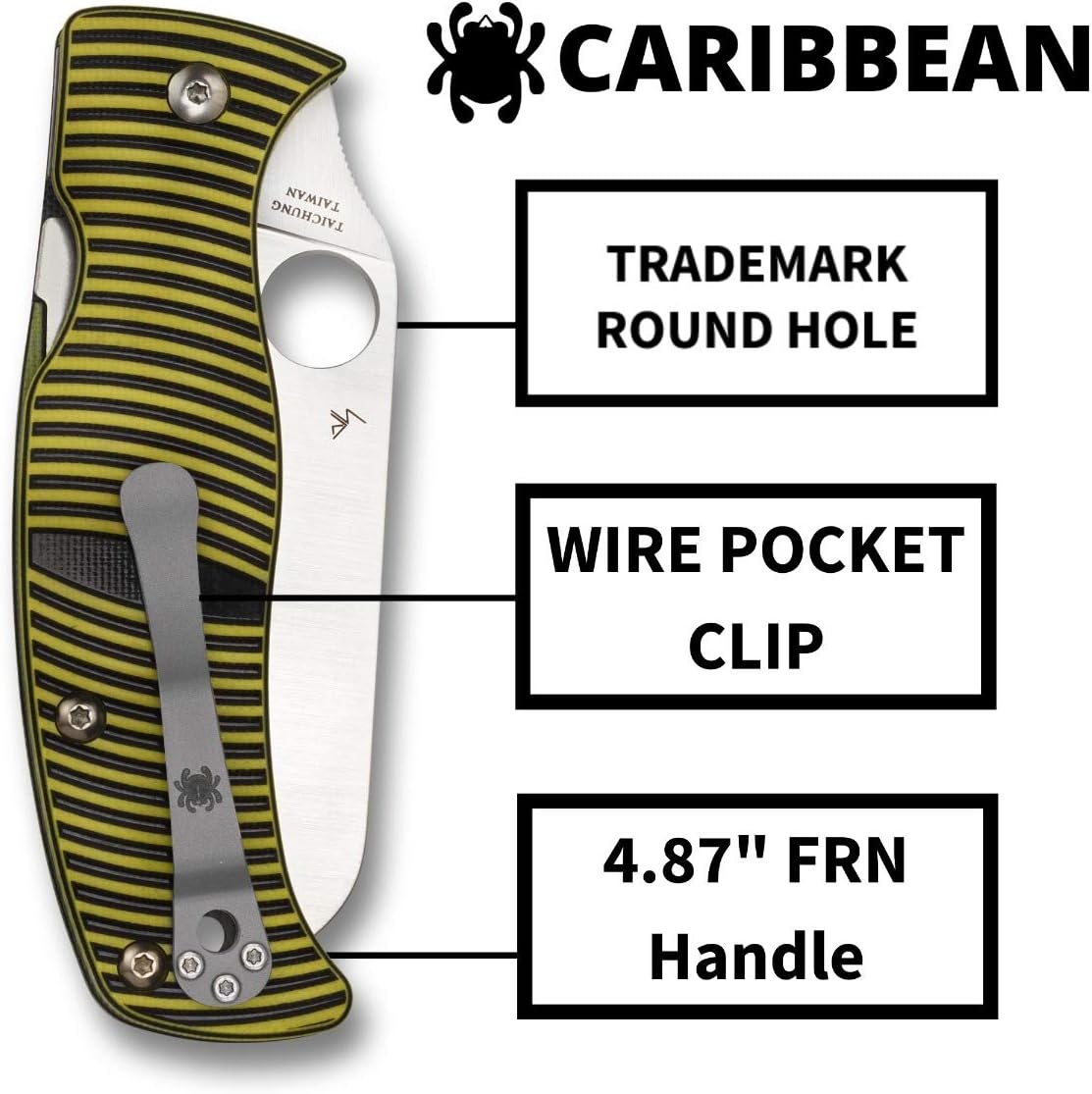 Best Deal Cheap 🛒 Spyderco Caribbean Salt Sheepfoot Knife with 3.70 LC200N Corrosion-Resistant Steel Blade with Black/Yellow G-10 Handle - SpyderEdge - C217GSSF