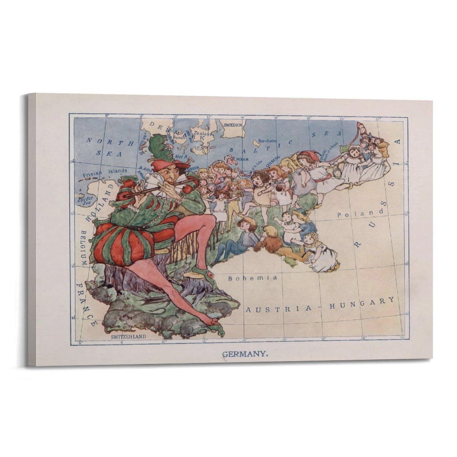 OKAHYS Vintage Travel Map Poster Germany Decorative Painting Canvas Wall Artworks Picture 08x12inch(20x30cm)