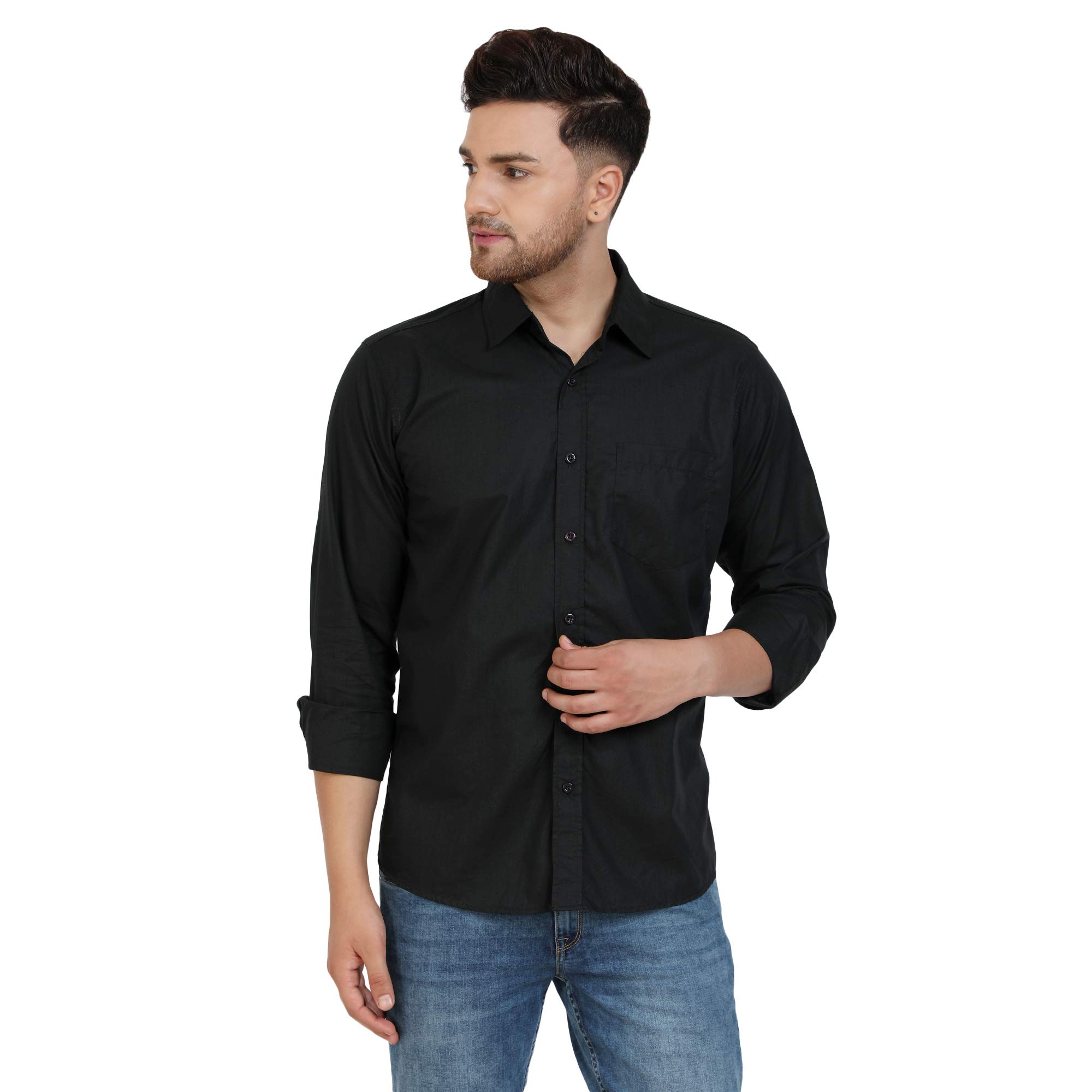 Vento Varme Pure Cotton Men's Shirt(Black:XL)