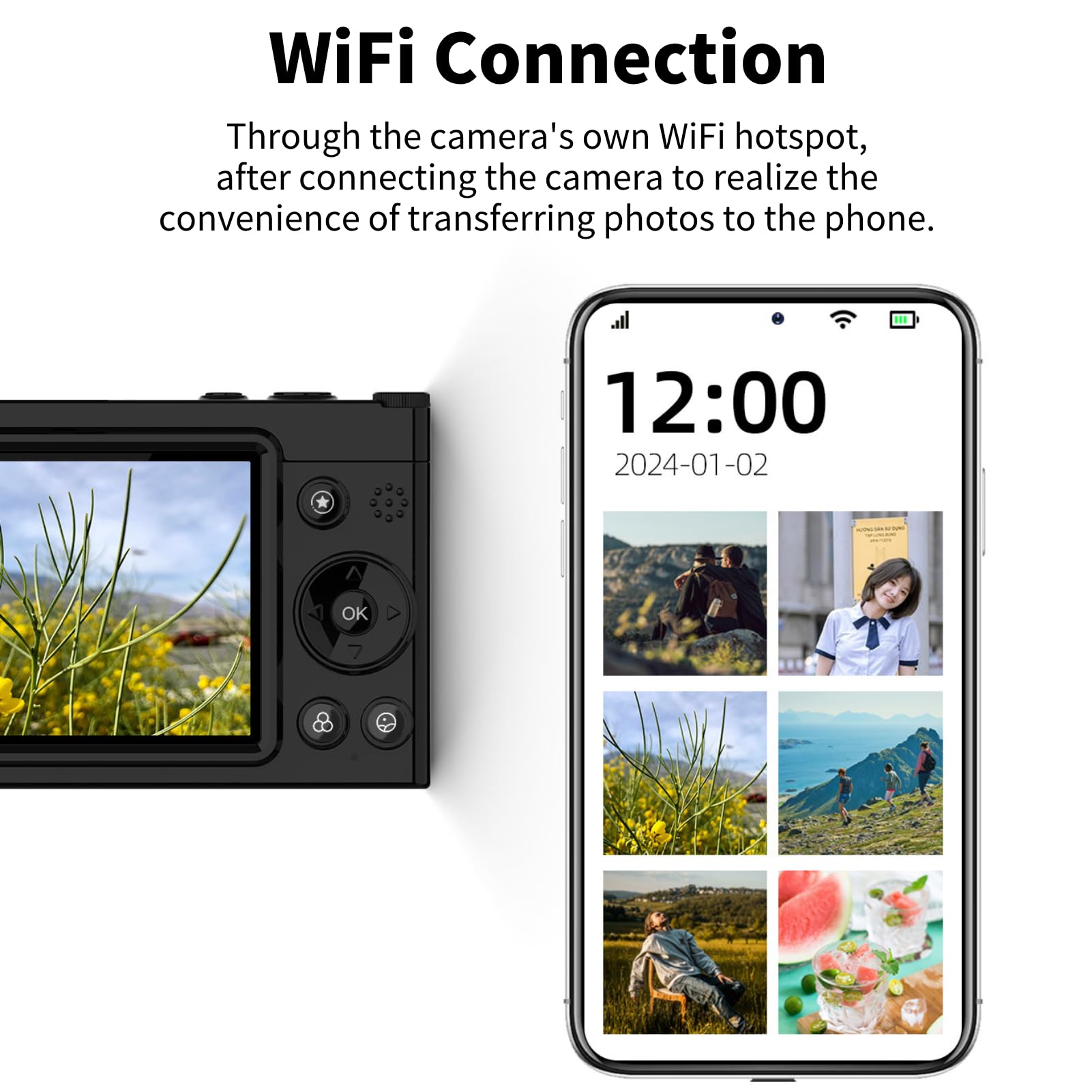 Fotocamera Digitale 4K, Fotocamera per Vlogging con Messa a Fuoco Automatica da 64 MP, Zoom Digitale 28X, Filtro retrò, Lettore Musicale, WiFi, modalità Bellezza, Compatibile con