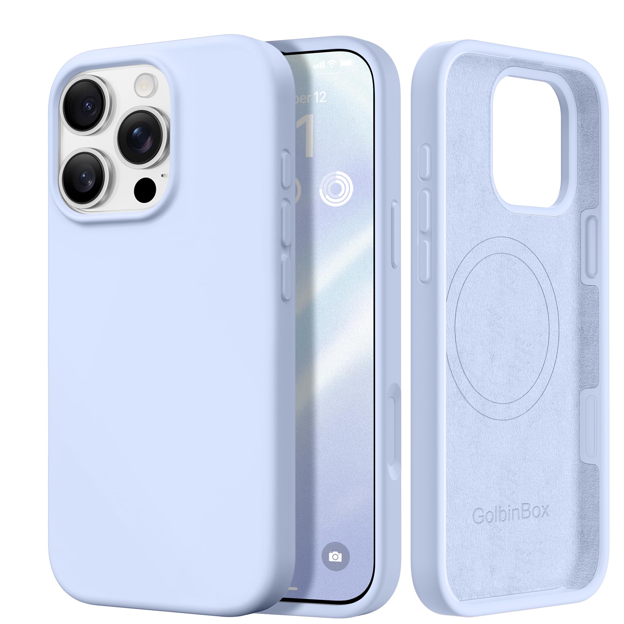 GolbinBox Magnetic for iPhone 16 Pro Case, Silicone Cover, Cyan Purple