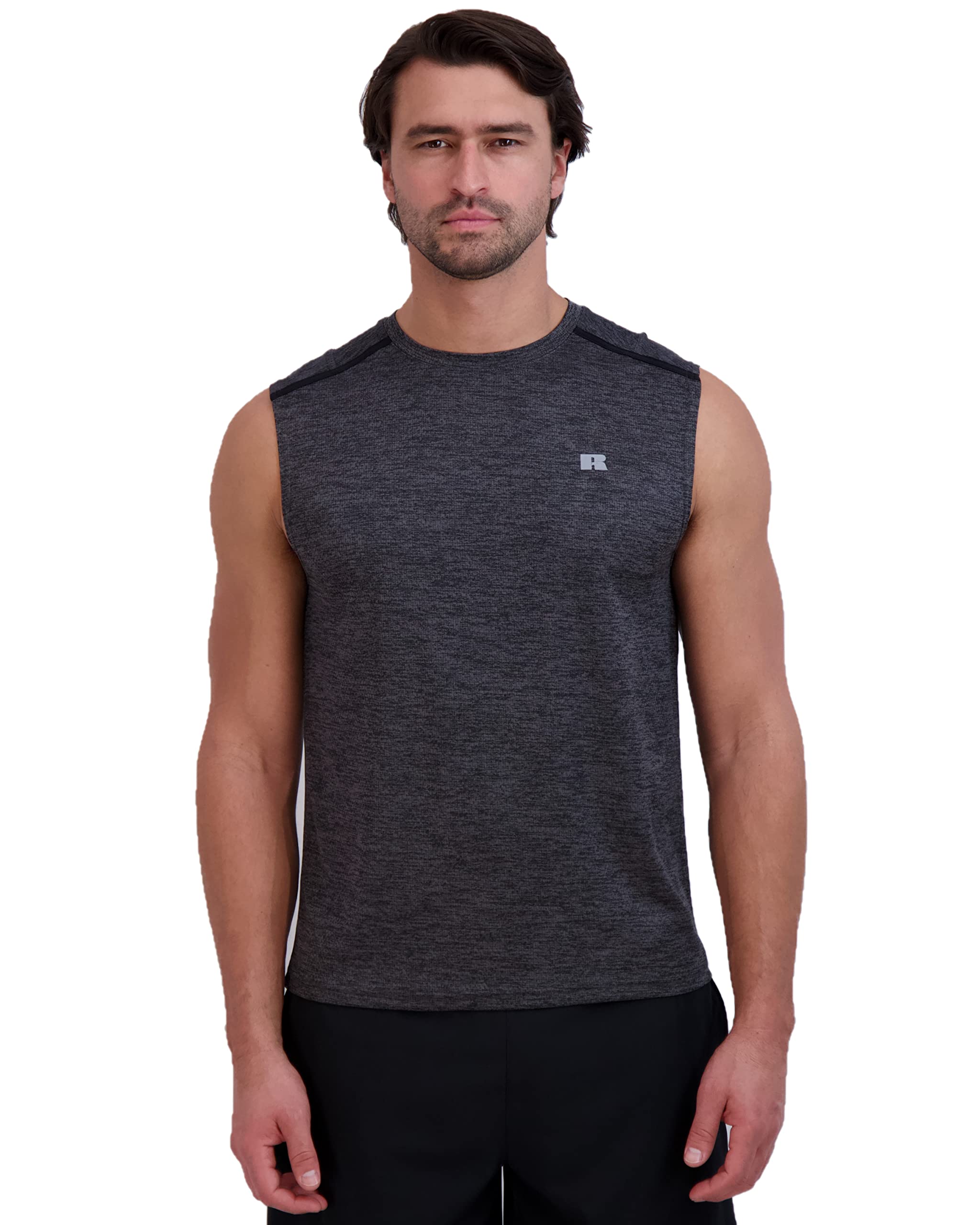 Russell AthleticMens Dri-Power Space-Dye Short Sleeve Crew Neck Performance Muscle Tee