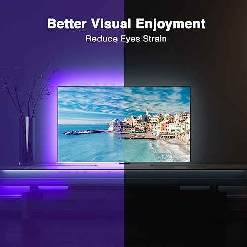 Vista 21 de DAYBETTER Luces LED para TV, tira de luces LED de 9.8 pies para TV de 32 a 55 pulgadas, retroiluminación LED de TV RGB, sincronización de música
