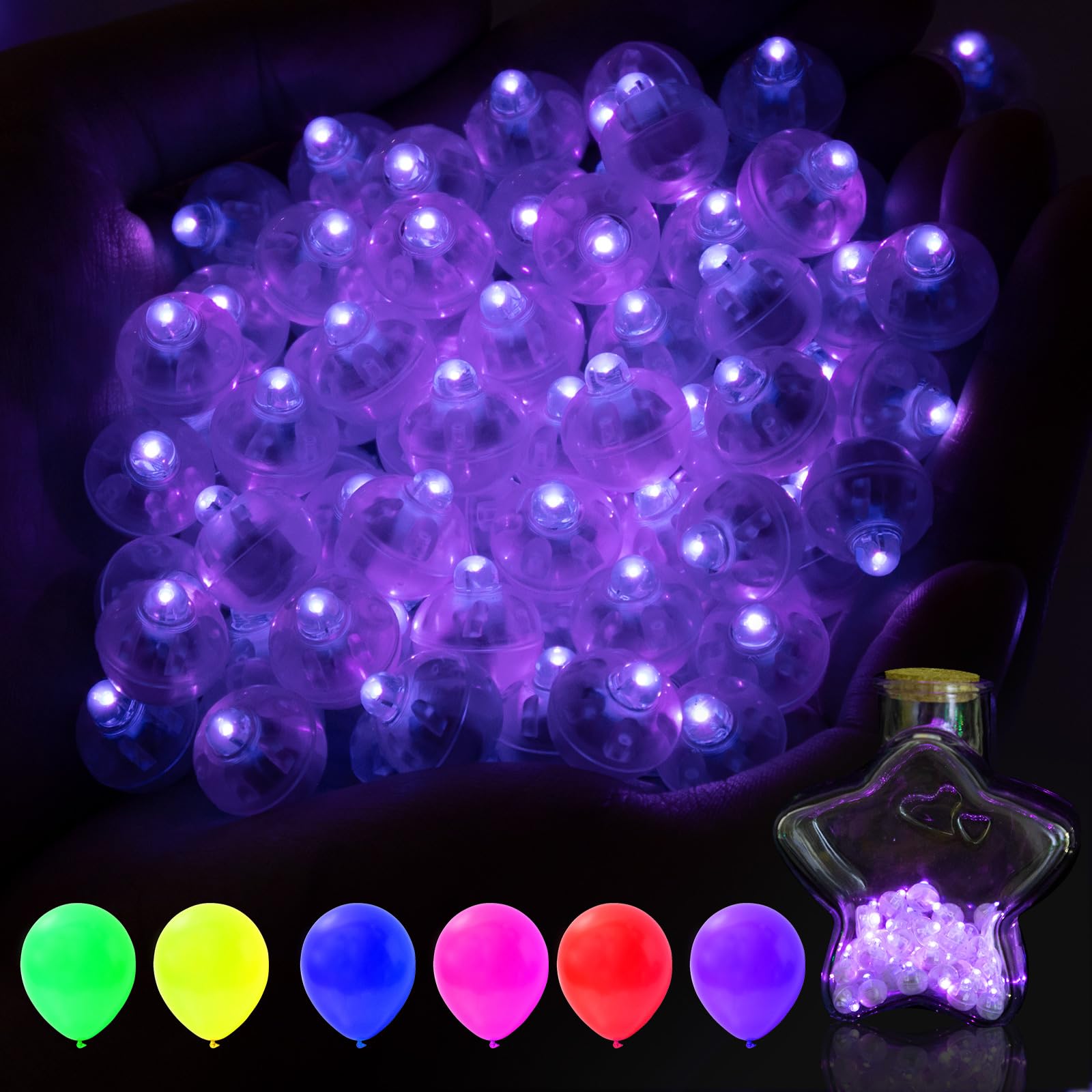 AIKEI 50pcs LED Balloon Lights,Mini Balls Lights,Long Standby Time Party Lamps,Waterproof for Paper Lantern Halloween Christmas Wedding Birthday Party