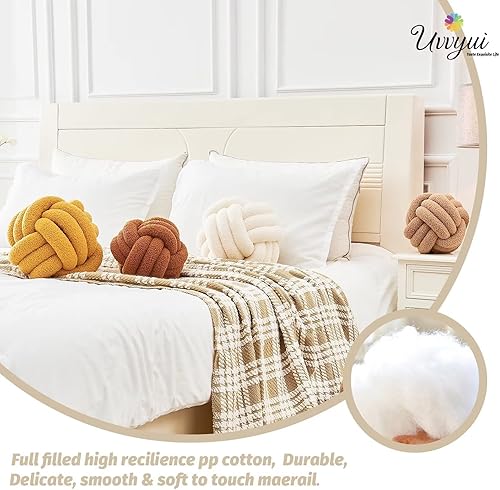 Miniatura 31 de Uvvyui Bola de almohada de nudo, almohadas decorativas suaves para el hogar, almohada redonda, almohada de felpa anudada hecha a mano, cojín redondo