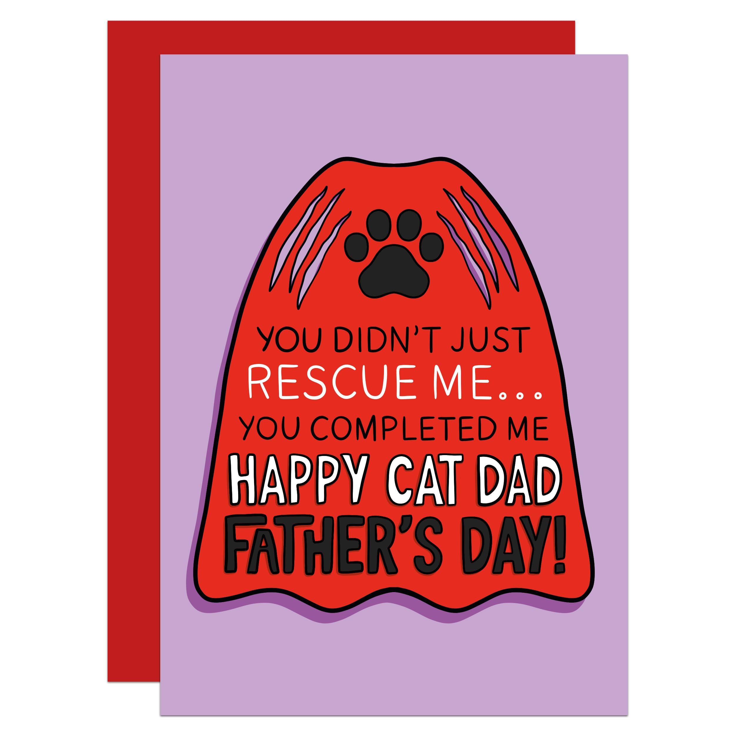 Rescue Cat Fathers Day Card, Cat Dad, Funny, Adoption (Cat Dad)