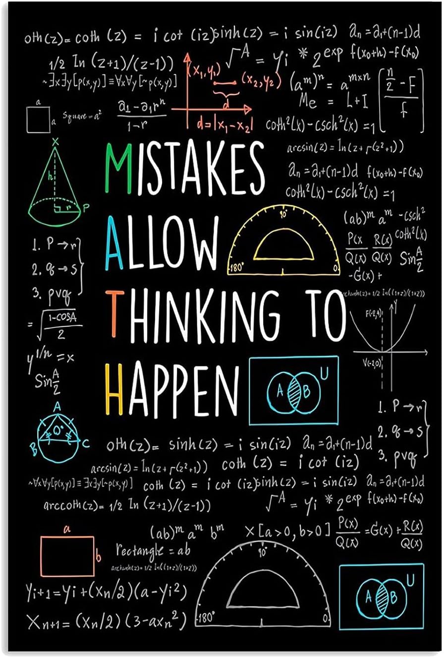 Amazon Com Gearsly Math Mistakes Allow Thinking To Happen High School Back To School Day Poster No Frame Or Framed Canvas 0 75 Inch Print In Us Novelty Quote Meaningful Motivational Posters Prints