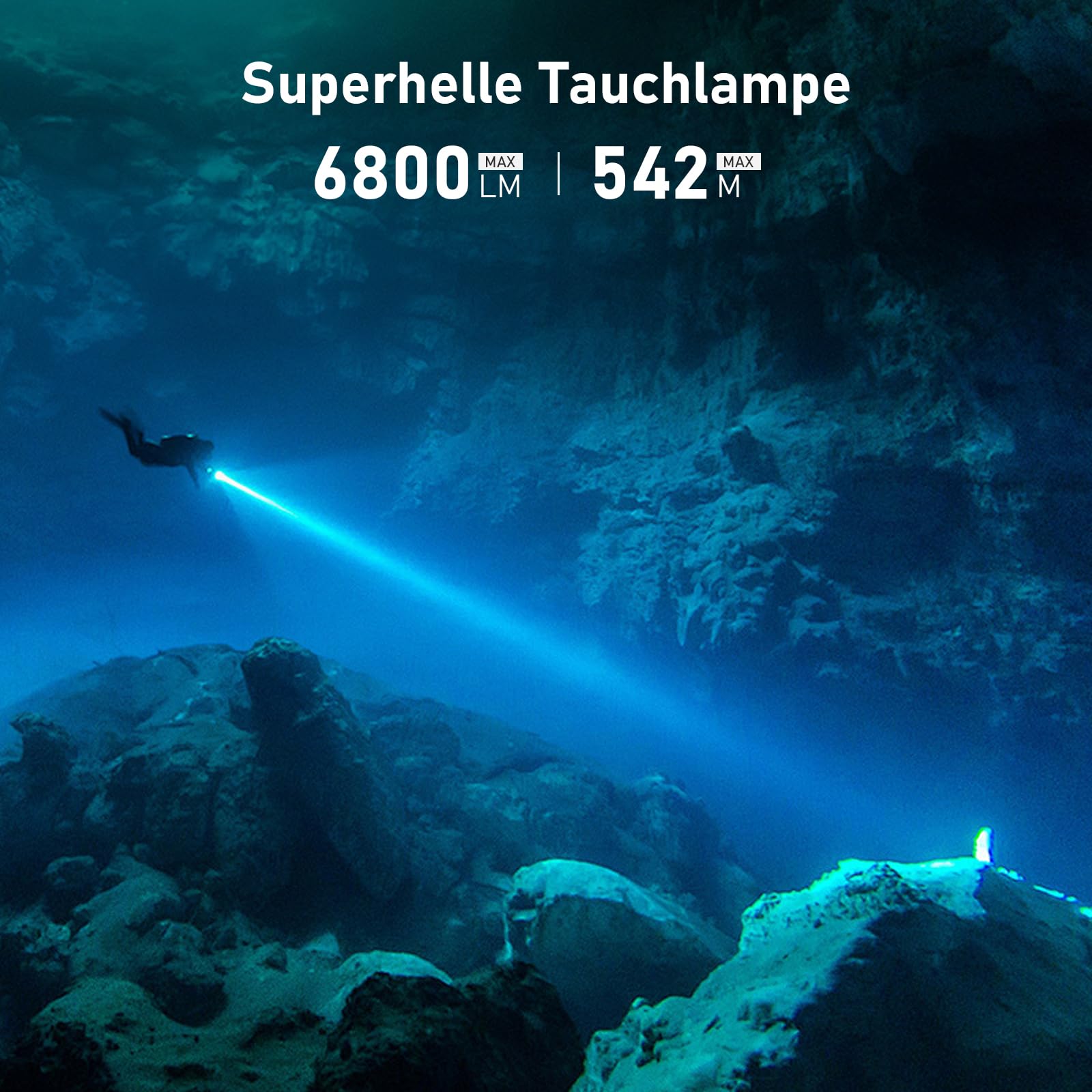 Sofirn SD09L Tauchlampe, 6800 Lumen Tauchen Led Taschenlampe, IPX8 Unterwasser 100m, 3*Hochleistungs-LEDs mit Wiederafladbaer Akkus