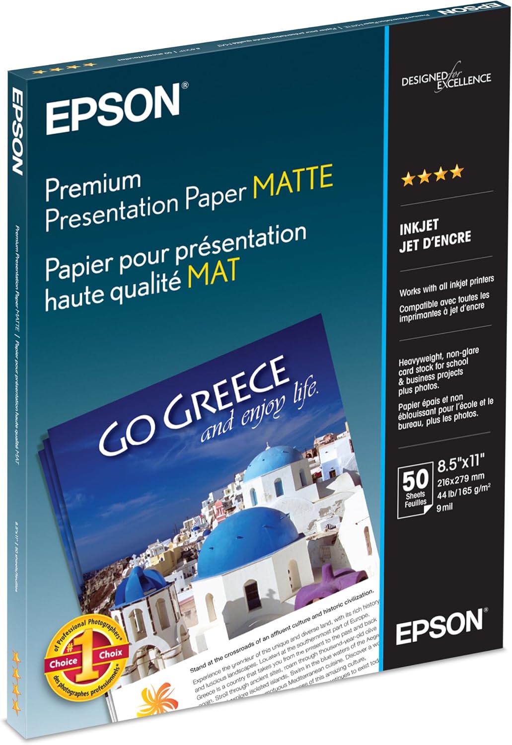 Epson Heavyweight 8.5x11 Matte Paper, 50 Sheets (S041257),