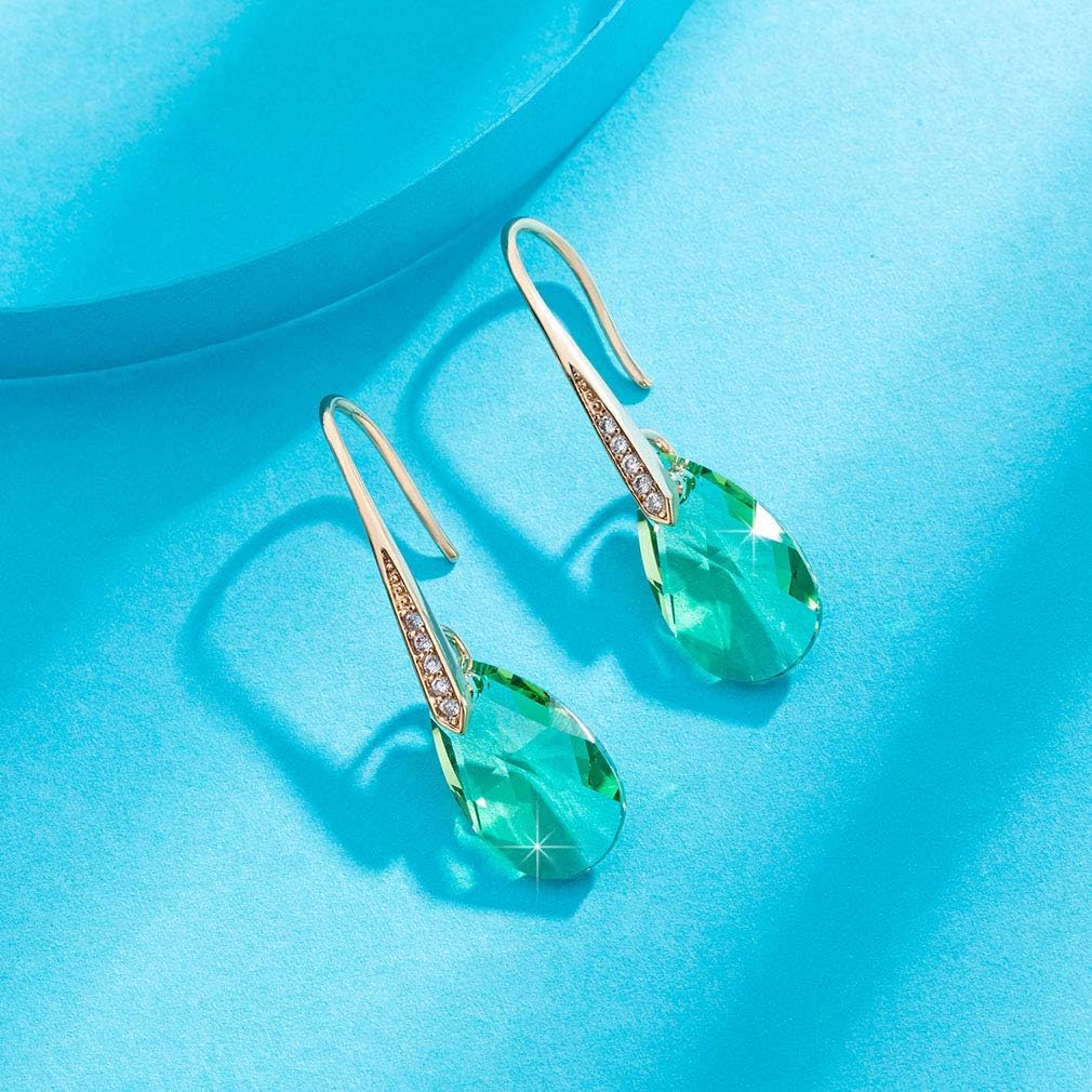 Austrian Crystal Teardrop Dangle Earrings for Women Drop Hook Earring 14K Rose Gold Plated Hypoallergenic Jewelry - Image 5