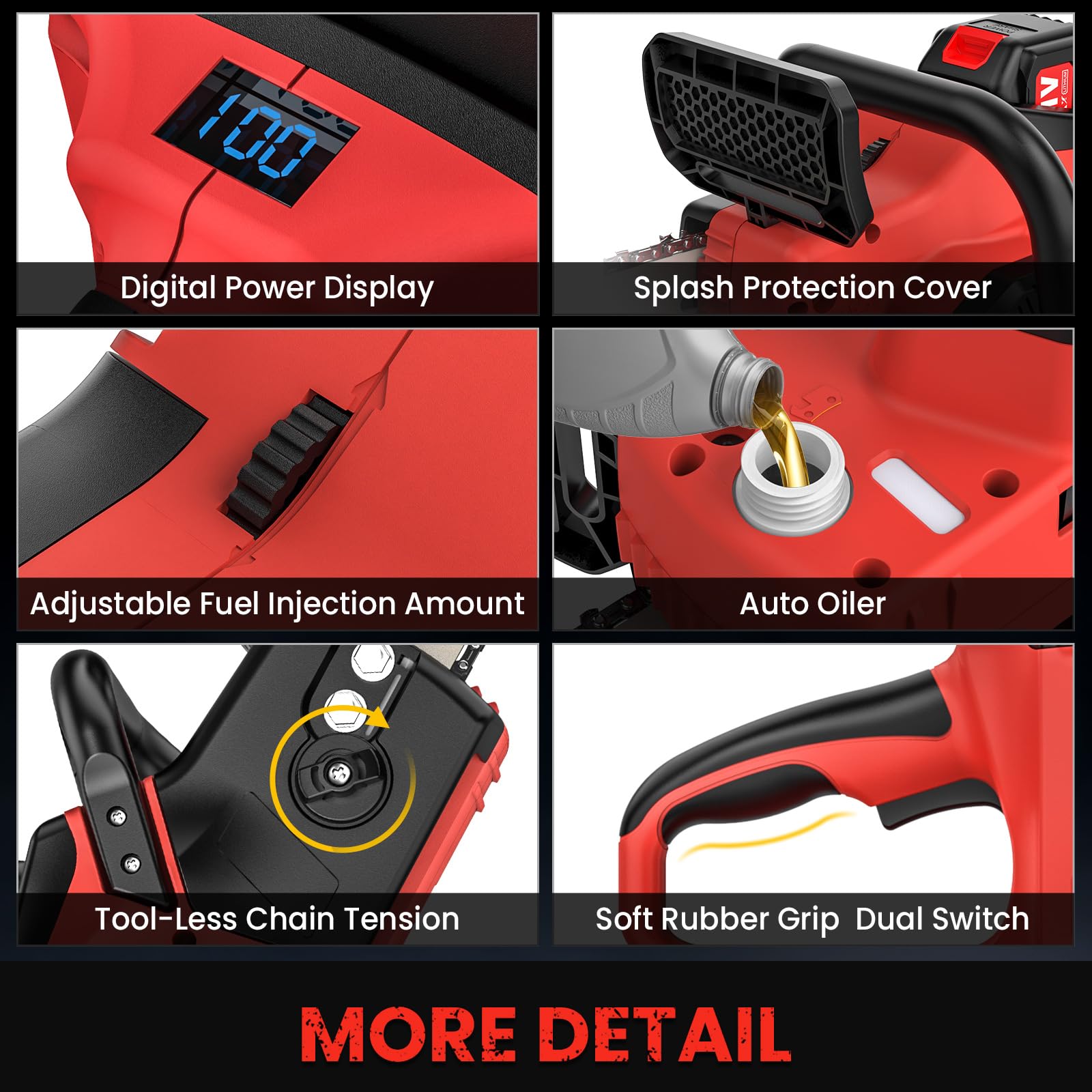 Motosierra eléctrica con batería de 16 pulgadas, con batería de 2 x 4,0 Ah, motor sin escobillas de 2000 W, motosierra de mano, batería con engrasador automático para tijeras de podar, tijeras de