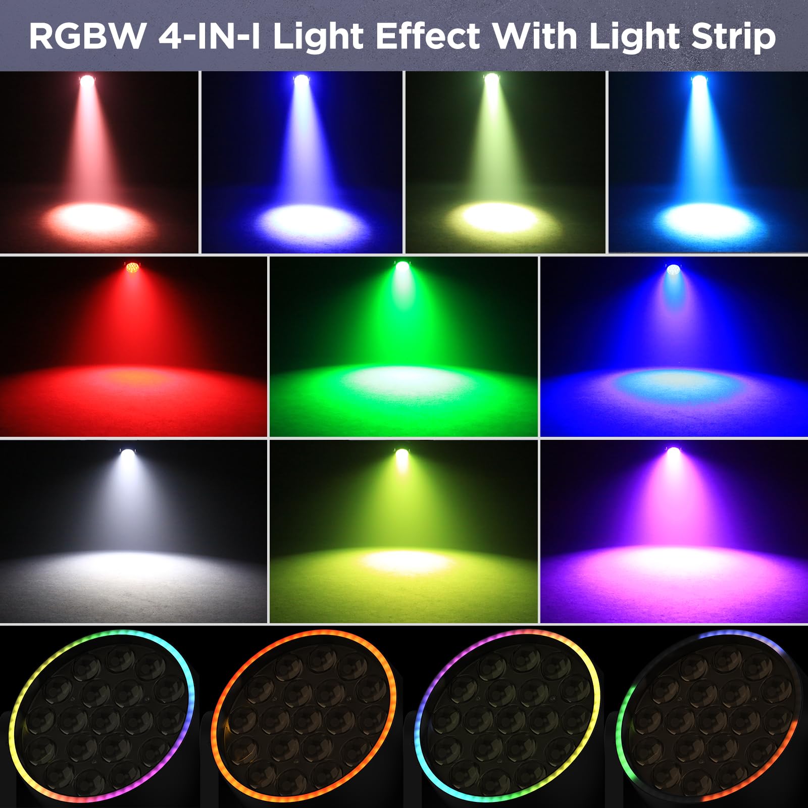 19 LED 285W Wash Zoom Moving Head Licht, RGBW 4 in 1 Professionelles Focus Dye Bühnenlicht mit Lichtstreifen und 4 Steuerungsmodi für Party KTV Konzert DJ Weihnachten Hochzeit Feiern