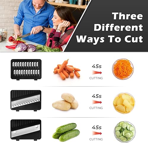 Miniatura 4 de Cortador de mandolina de mano 3 en 1, cortador de verduras de acero inoxidable, rallador de queso con agarre cómodo, ideal para cortar frutas y