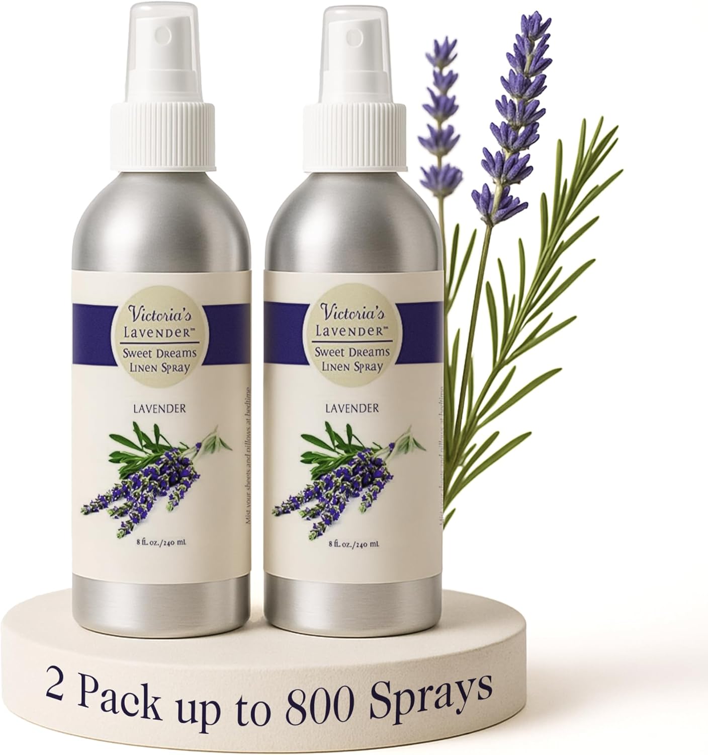 Victoria's Lavender Linen Spray - Aromatherapy Pillow Mist & Linen Spray for Bedding, Soothing Lavender Essential Oil Pure Blend for Bed & Pillows, Relaxing, Handmade in the USA - 2 Pack, 8 oz