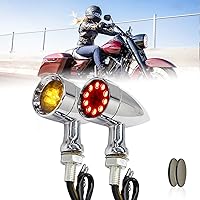 Vista 13 de DREAMIZER Señales de Giro para Motocicleta Luz LED Tipo Bala Cromada Universal para Bobber Chopper Cafe Racer Sportster Softail Cruiser - Carcasa