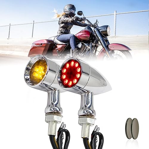 Miniatura 13 de DREAMIZER Señales de Giro para Motocicleta Luz LED Tipo Bala Cromada Universal para Bobber Chopper Cafe Racer Sportster Softail Cruiser - Carcasa