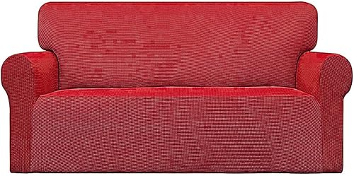Miniatura 3 de Home Must Haves Juego de 2 fundas rojas para sofá y sofá biplaza protector elástico en 4 direcciones