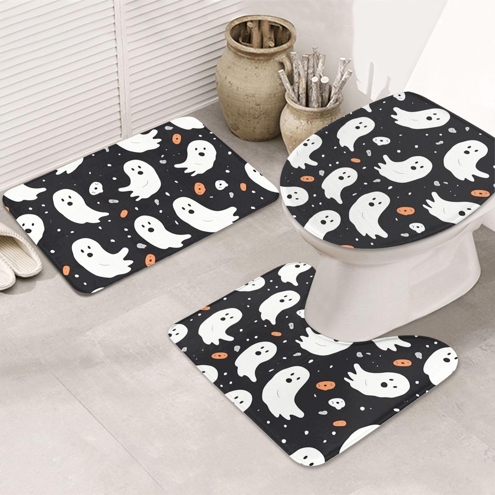 Tapis de bain microfibre flanelle absorbant contour U abattant WC