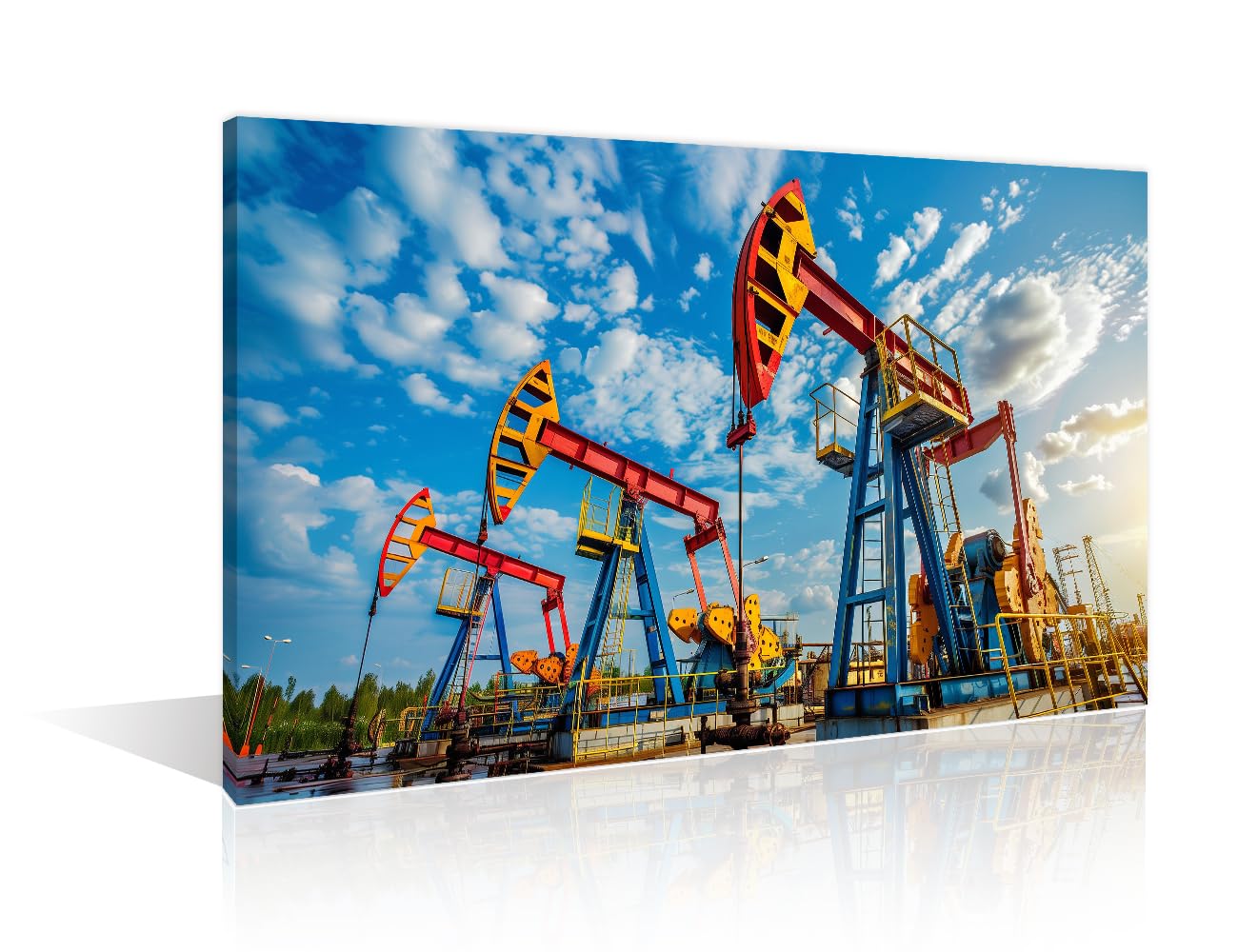 Oil Industry Equipment Canvas Prints Wall Art Oil Pump Jack Picture Artwork Prints Oil Drill Rig for Home Office Bedroom Living Room Bathroom Kitchen Wall Decor Framed Ready to Hang 12"Wx18"H