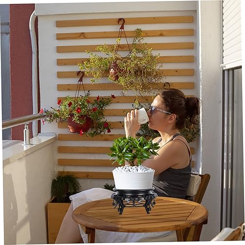 Miniatura 3 de Didiseaon Bandeja de soporte de flores para escritorio, soporte redondo para macetas, soporte redondo de madera, soporte para plantas en maceta,