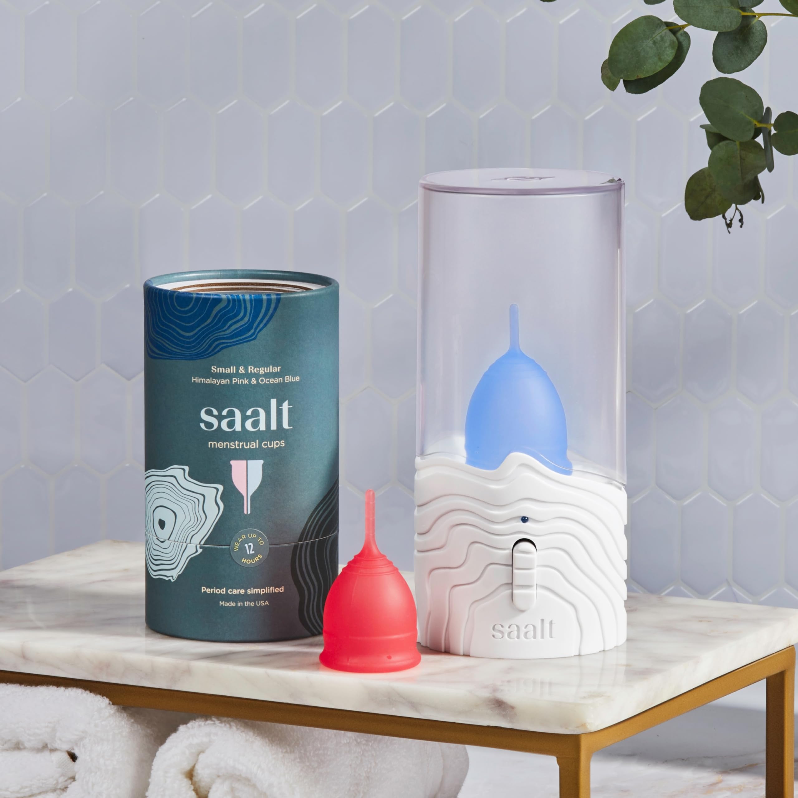 Saalt Menstrual Cup Steamer - Period Cup & Disc Sanitizer - Hands-Free Steam Sanitizer- No-Boil Design with Removable Power Cord - Compact & Portable - Blue Dusk