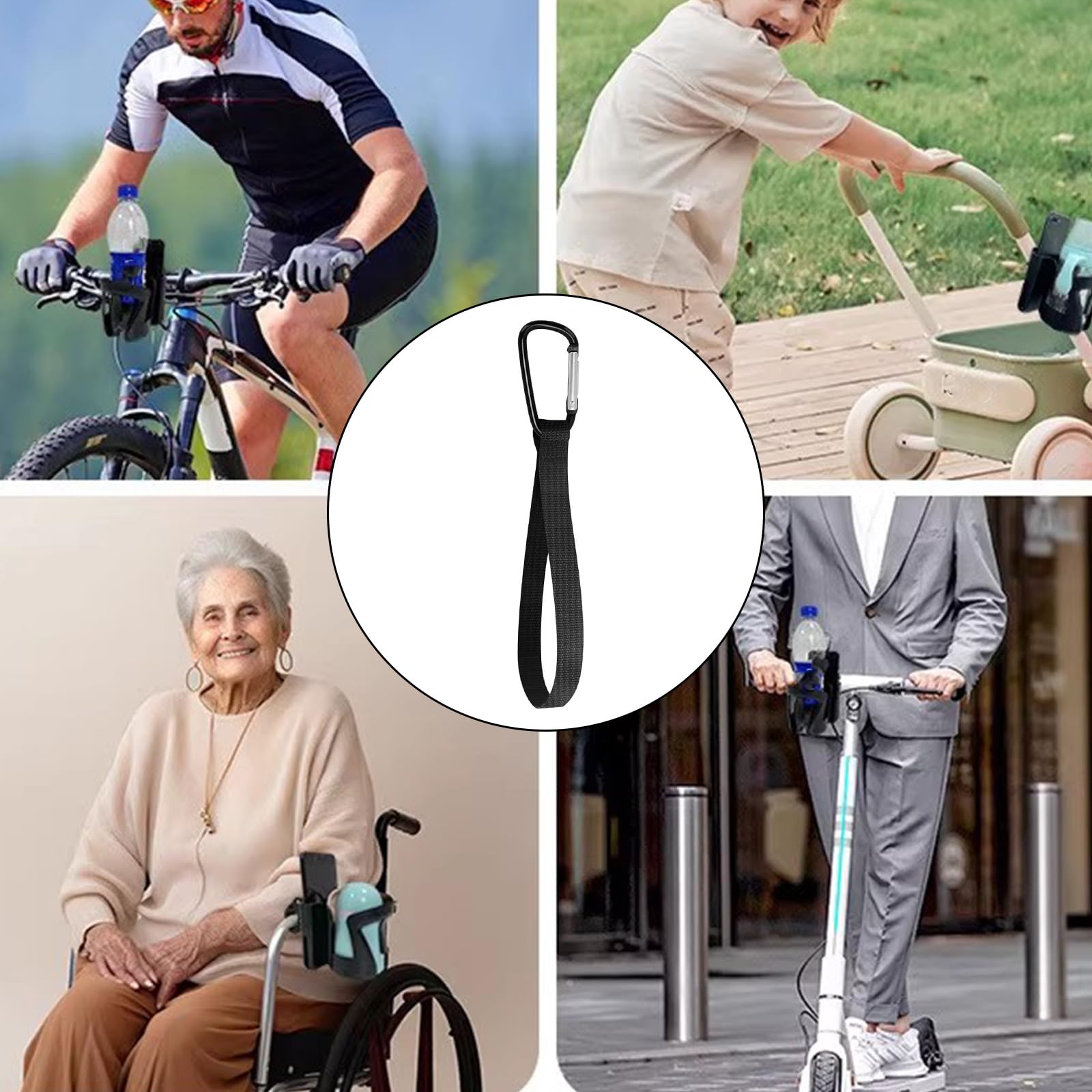Lot de 4 crochets de suspension robustes pour sacs, mousquetons, vélos, chariots, fauteuils roulants, poussettes de bébé