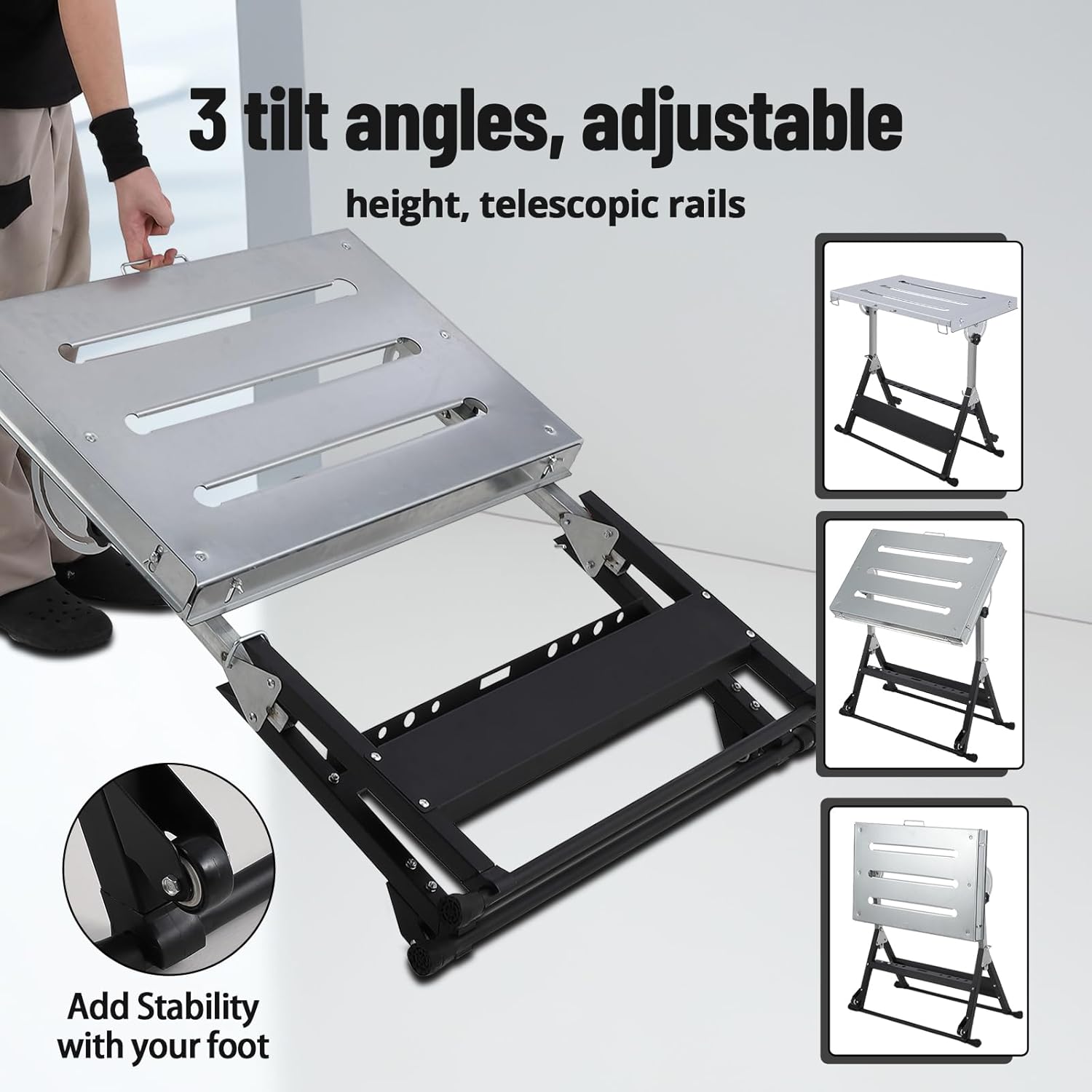 Folding Welding Table 350/400/500/1000lbs Steel Portable Workbench Table Garage - Picture 17 of 25
