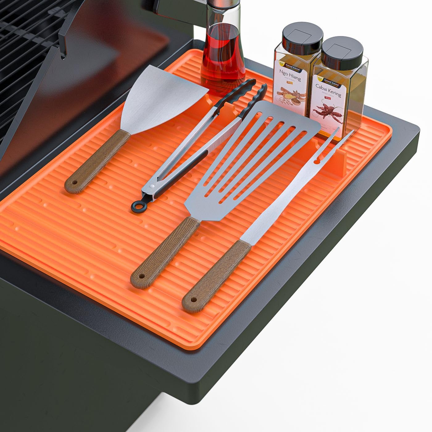 Accessorio per barbecue in silicone per barbecue laterale, accessorio per barbecue Napoleon, accessori per barbecue, supporto per utensili, tappetino per spatola, tappetino per cucina, piano di lavoro