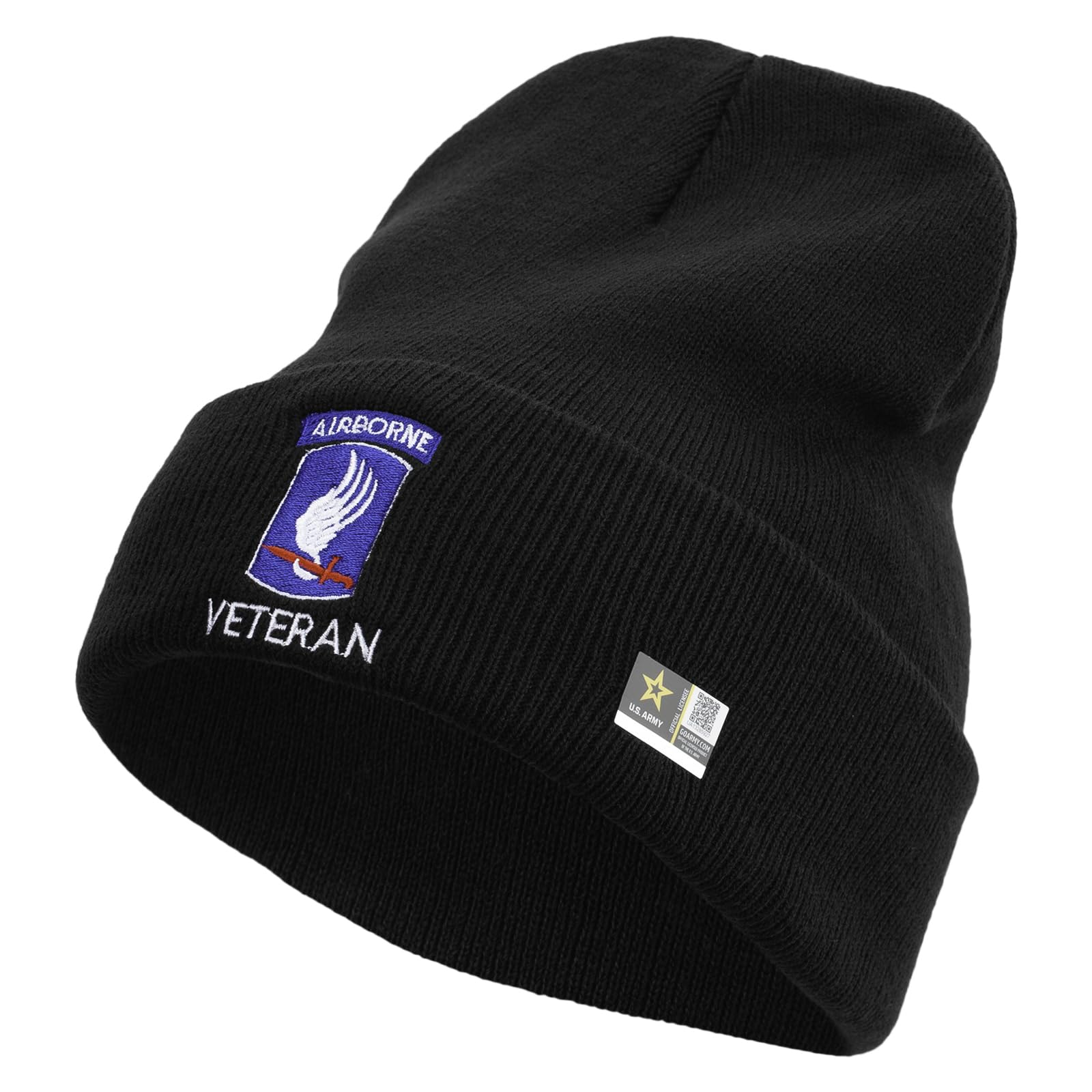 173rd Airborne Brigade Combat Team Veteran Embroidered 12 Inch Long Beanie One Size Black