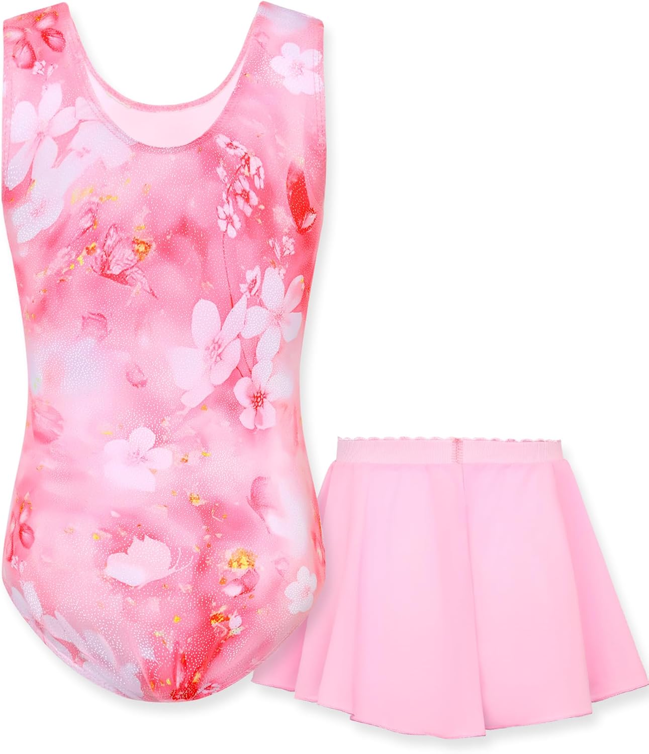 Gymnastics Leotards for Girls with Removable Skirt 2-in-1 Dance Ballet Performance Outfit Ages 2-12 Years