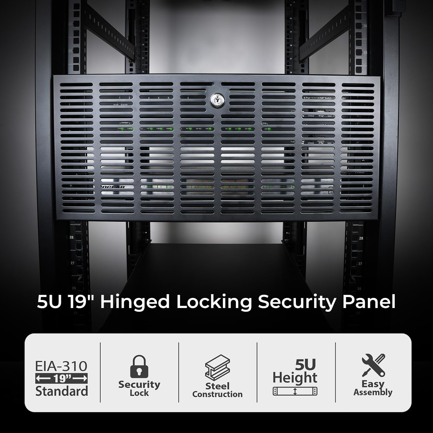 IOGEAR 5U 19" Hinged Locking Security Panel, GRHSP5U
