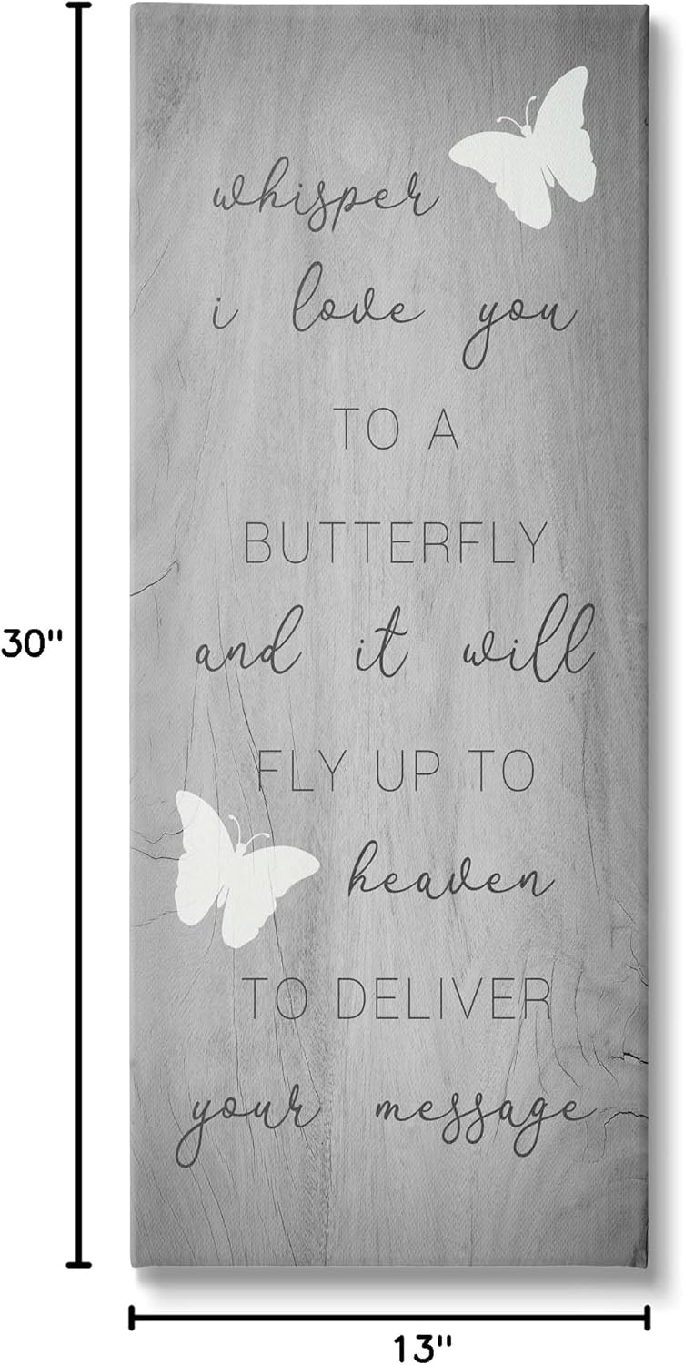 Stupell Industries Romantic Butterfly Quote Rustic Grey Grain Pattern, Design by Daphne Polselli,13 x 30