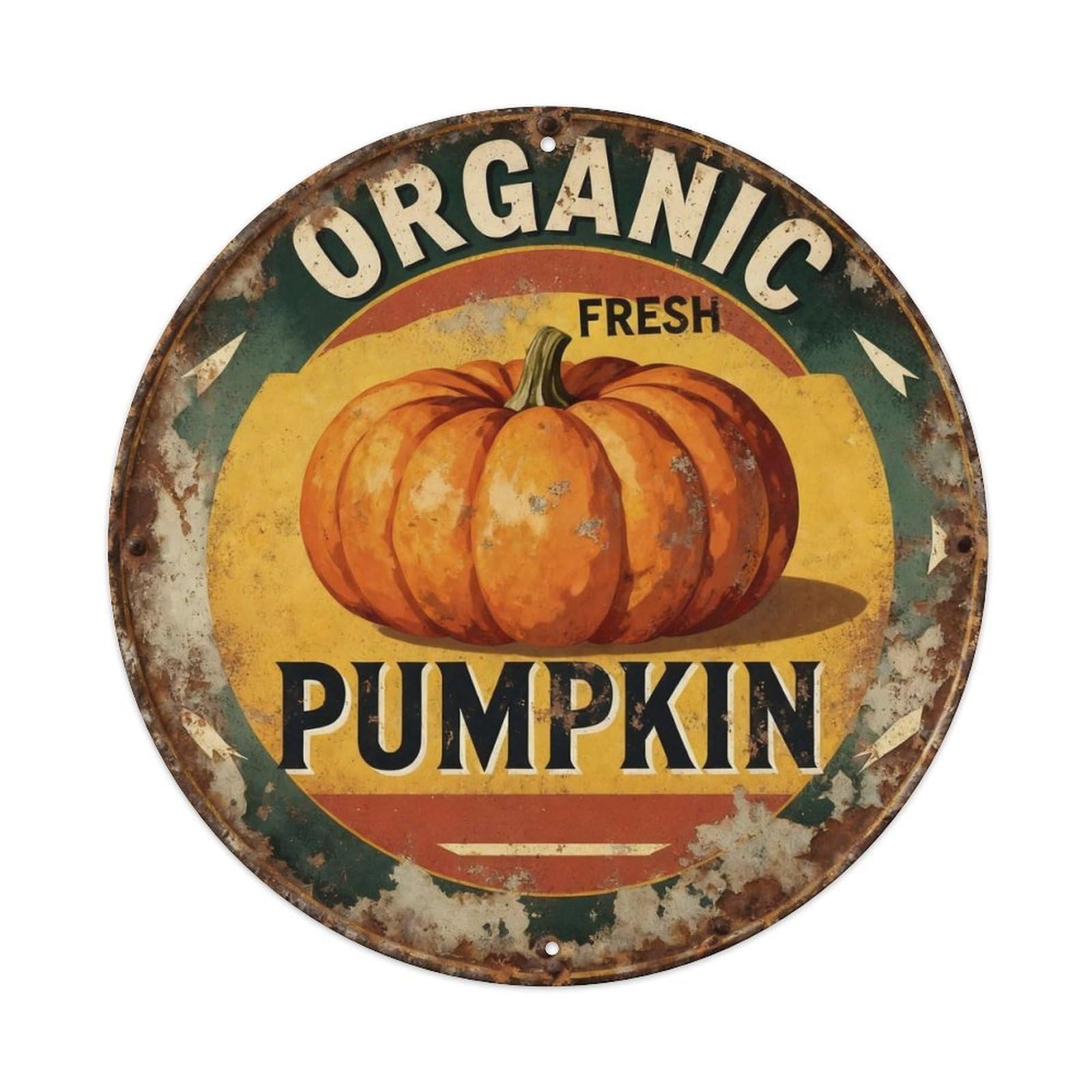 Organic Fresh Pumpkin Metal Tin Sign Plaque