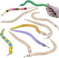 Vista 1 de WOWOSS Juego de 10 serpientes Wiggly de madera sin terminar, juguete de serpiente de madera pintable de Halloween de 12 pulgadas, manualidades