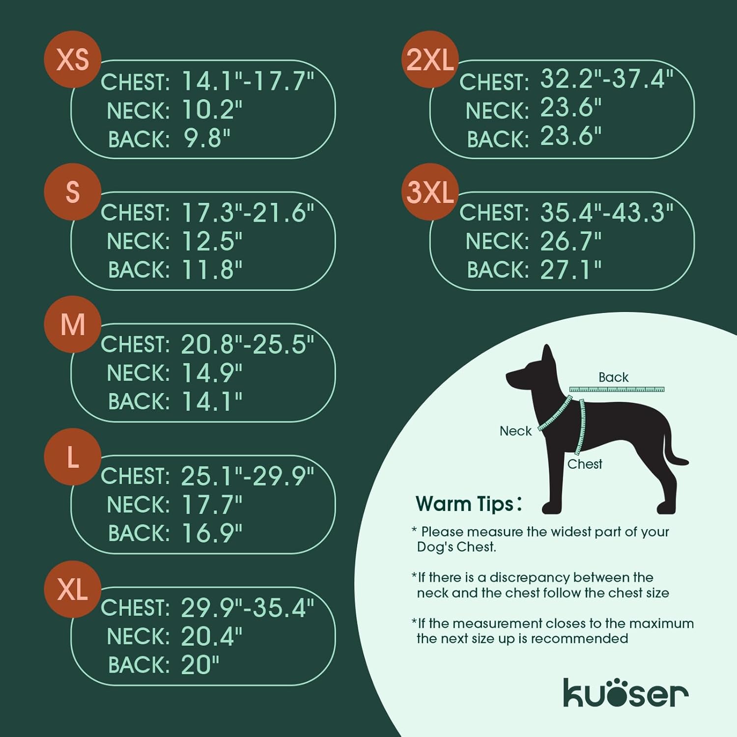 Kuoser Dog Puffer Jacket Warm Dog Coat for Large Dogs, Windproof Reflective Pet Padded Vest Cold Weather Clothes Puppy Snowsuit with Hook & Loop Coats, Easy On/Off, Red XL