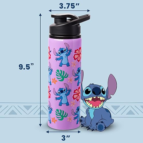 Miniatura 6 de Silver Buffalo Disney Lilo and Stitch Tropical Sitting Stitch Double Walled Stainless Steel Water Bottle, 25 Ounces