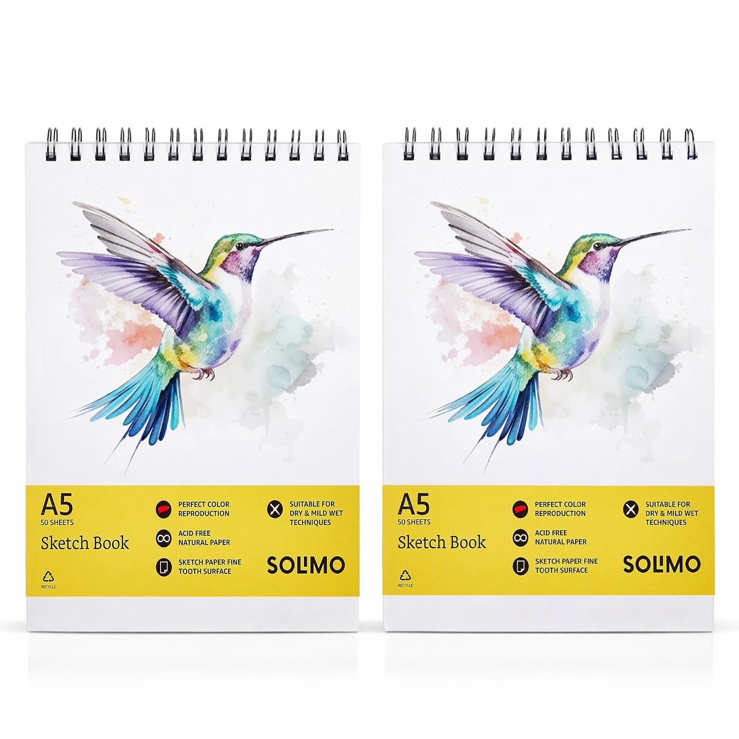 Amazon Brand - Solimo Sketchbooks, Spiral-Bound, Mini Size, Professional-Grade Sheets, Compatible with a Range of Art Material (A5, Set of 2)-image-32