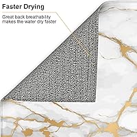 Vista 6 de Tapete de secado de platos de mármol blanco dorado para encimera de cocina, absorbente de 16 x 18 pulgadas, placa de microfibra de vidrio
