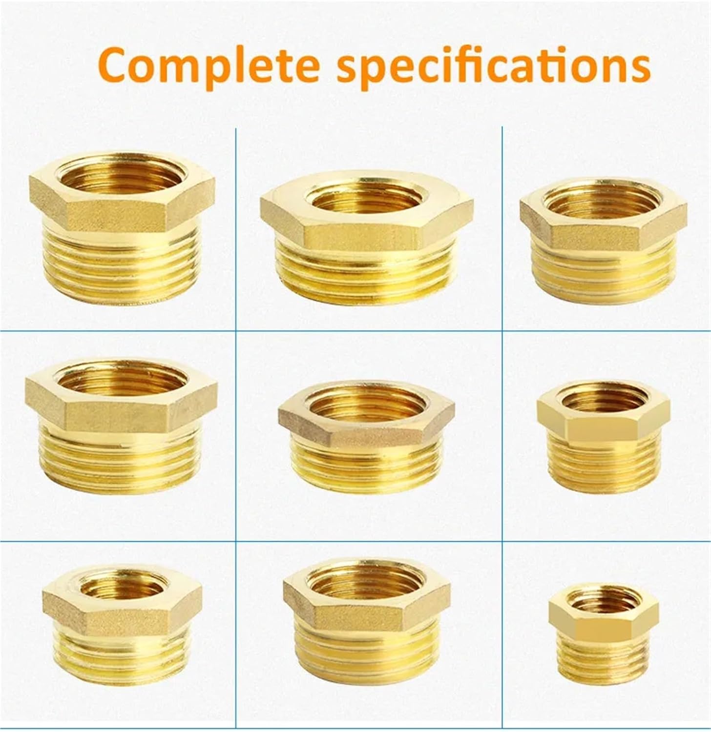 Brass Adapter Fitting Hexagon Bush Bushing Male To Female Connector 1/8" 1/4" 3/8" 1/2" 3/4" 1" 1Pcs(1l4F to 3l8M)