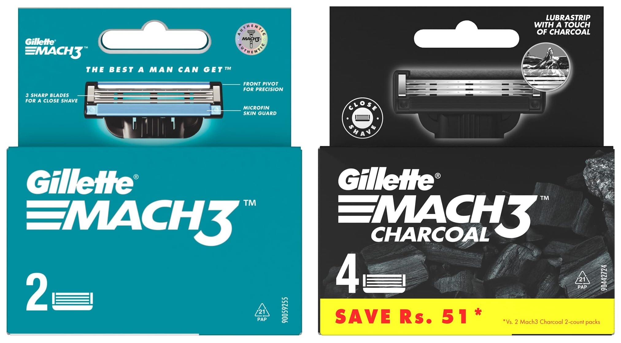 Gillette Mach3 Charcoal Shaving Razor Blades-4S Pack(Cartridge) & Mach 3 Manual Shaving Razor Blades-2S Pack For Men (Cartridge), Count (B0CDDDX6N1) Amazon Price History, Amazon Price Tracker