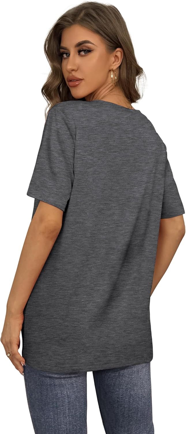 Aokosor Womens V Neck Short Sleeve T Shirts Summer Tops 2025 Casual Loose Tees Trending Now S-4XL - Image 4
