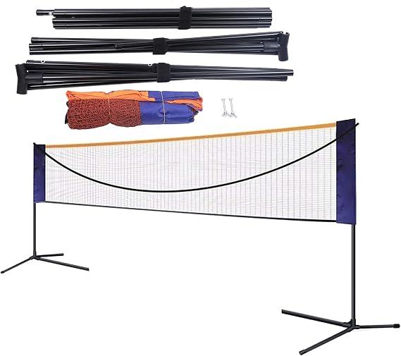 Portable Badminton Net Set, 20Ft 17Ft 12.6Ft Adjustable Sports Net with Poles Carrying Bag, Polypropylene Fiber Sports Net Set for Badminton, Tennis, Kids Volleyball, Pickleball