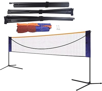Portable Badminton Net Set, 20Ft 17Ft 12.6Ft Adjustable Sports Net with Poles Carrying Bag, Polypropylene Fiber Sports Net Set for Badminton, Tennis, Kids Volleyball, Pickleball