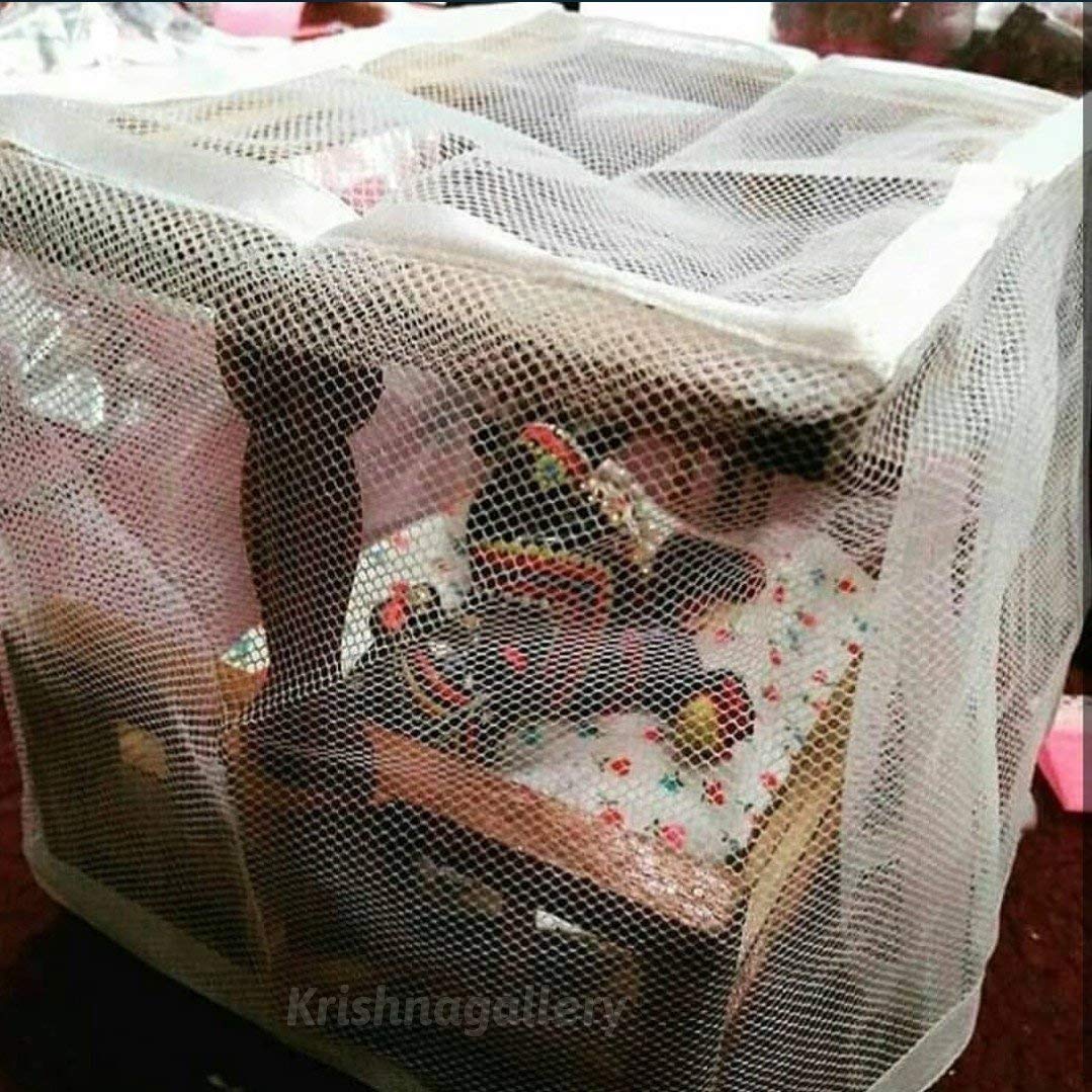 Laddu Gopal Mosquito net Bed Wooden Very Good qwality Washable Bed (Size 4 to 6 No)